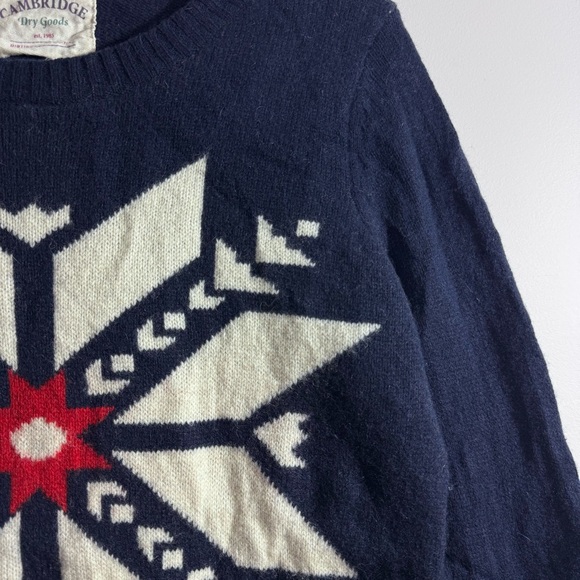 Cambridge Dry Goods Lambswool Blend Snowflake Sweater Navy L - Picture 2 of 6